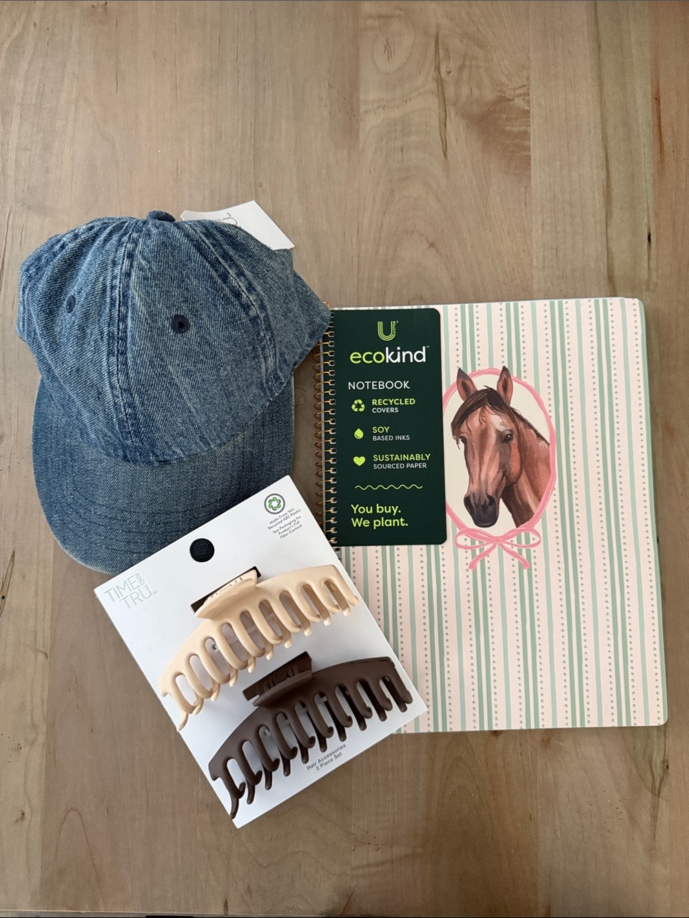 Time and Tru Denim Blue Baseball Cap with Neutral Hair Claws
